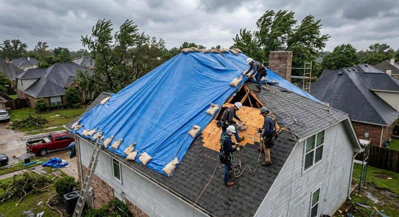 Storm Damage Roof Tarping in Cape May County, NJ